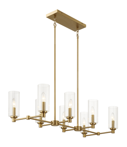 Willow Eight Lights Island Pendant Lamp - Satin Brass