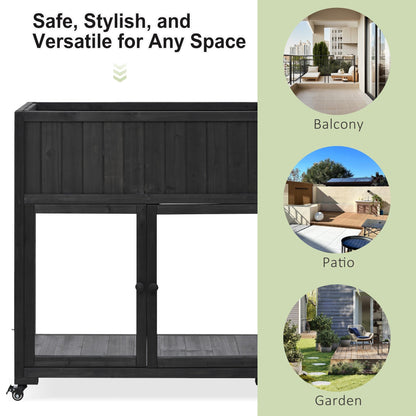 TOPMAX Patio Mini Wood Cold Frame Greenhouse with Wheels