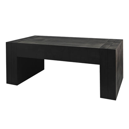 Modern Black Solid Wood Coffee Table, 49in Rectangular