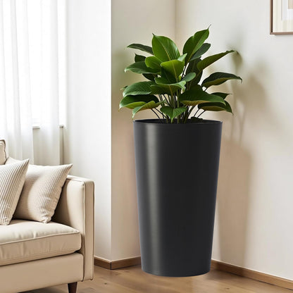 2 Pack Tall 21.7 in Modern Square Planters for Indoor and Outdoor Use