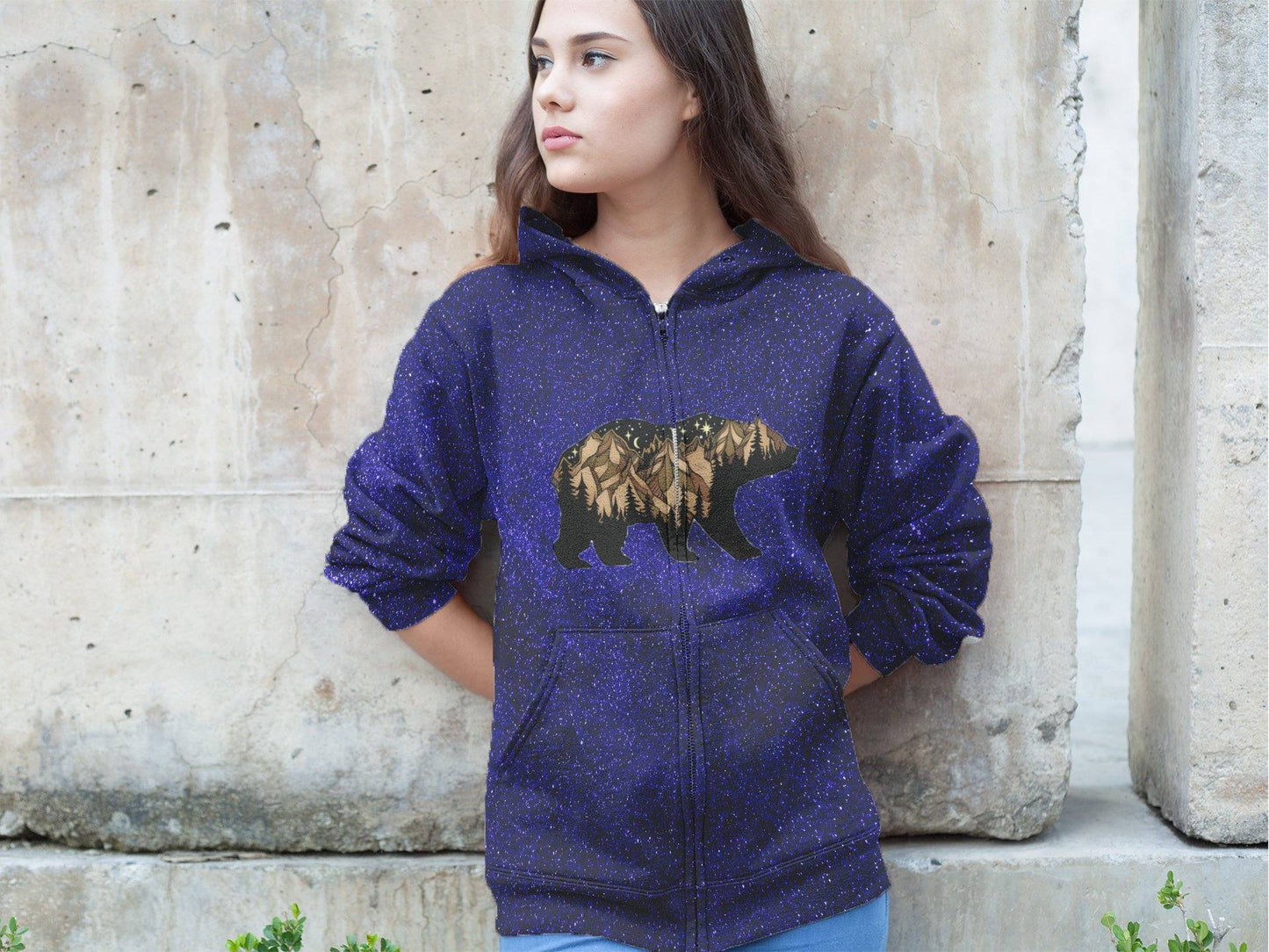 SIERRA BEAR GALAXY PREMIUM ZIP UP HOODIE