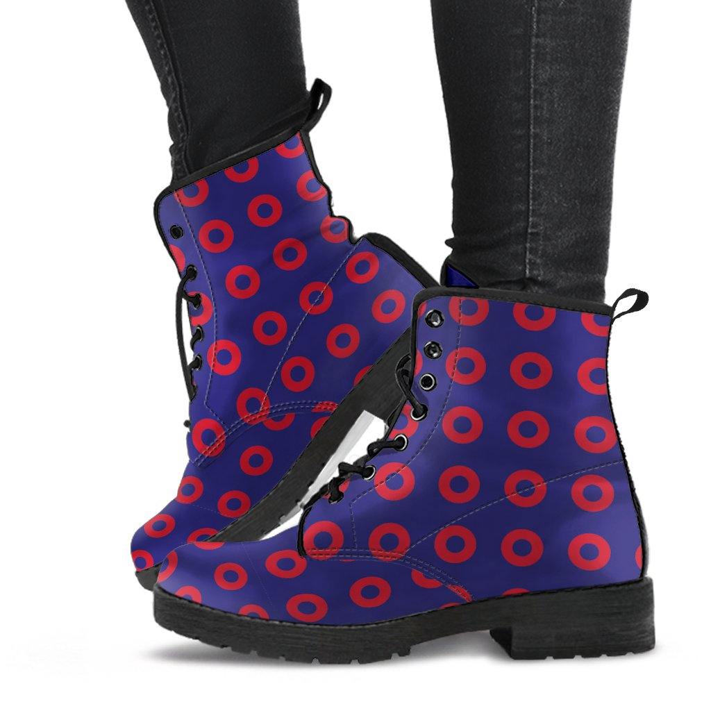 Phish  Memory Foam Boots | All Season Lace Up Boots | Vegan Leather Combat Boot | Band Fishman Donuts