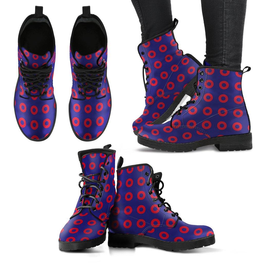 Phish  Memory Foam Boots | All Season Lace Up Boots | Vegan Leather Combat Boot | Band Fishman Donuts