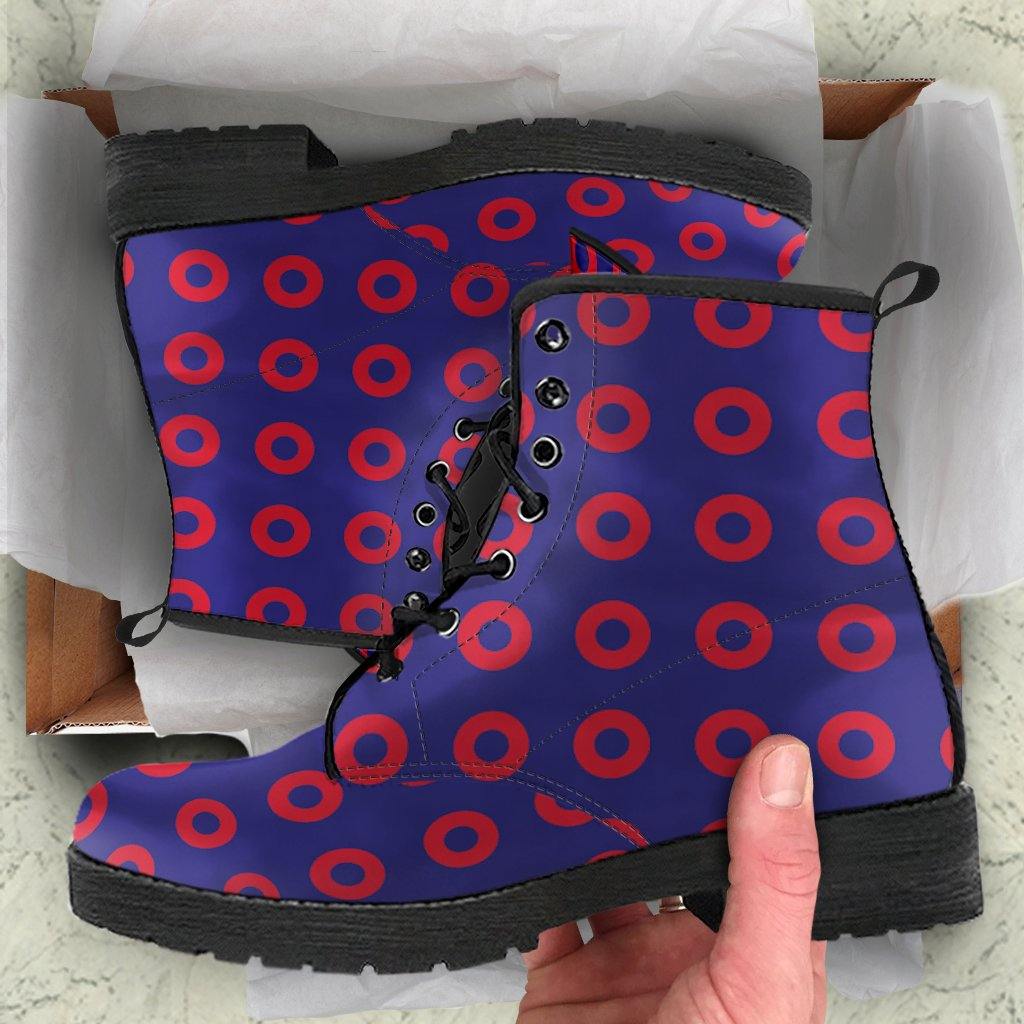 Phish  Memory Foam Boots | All Season Lace Up Boots | Vegan Leather Combat Boot | Band Fishman Donuts