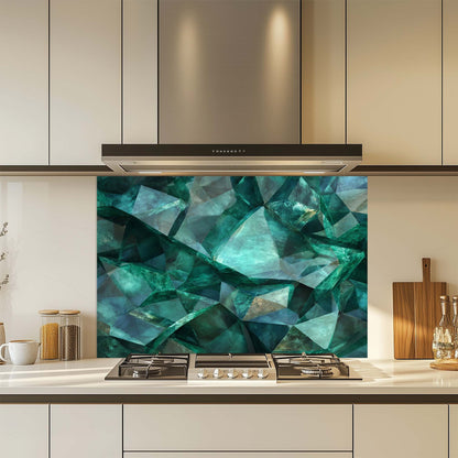 Emerald Shards – Tempered Glass Backsplash for Kitchen | Luxury Gem-Inspired Backsplash