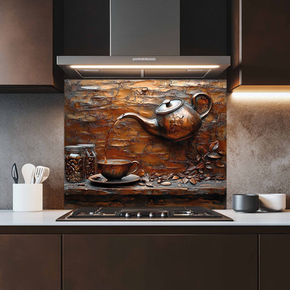 Copper Look Brew Tempered Glass Backsplash – Rustic Kitchen Backsplash Behind Stove