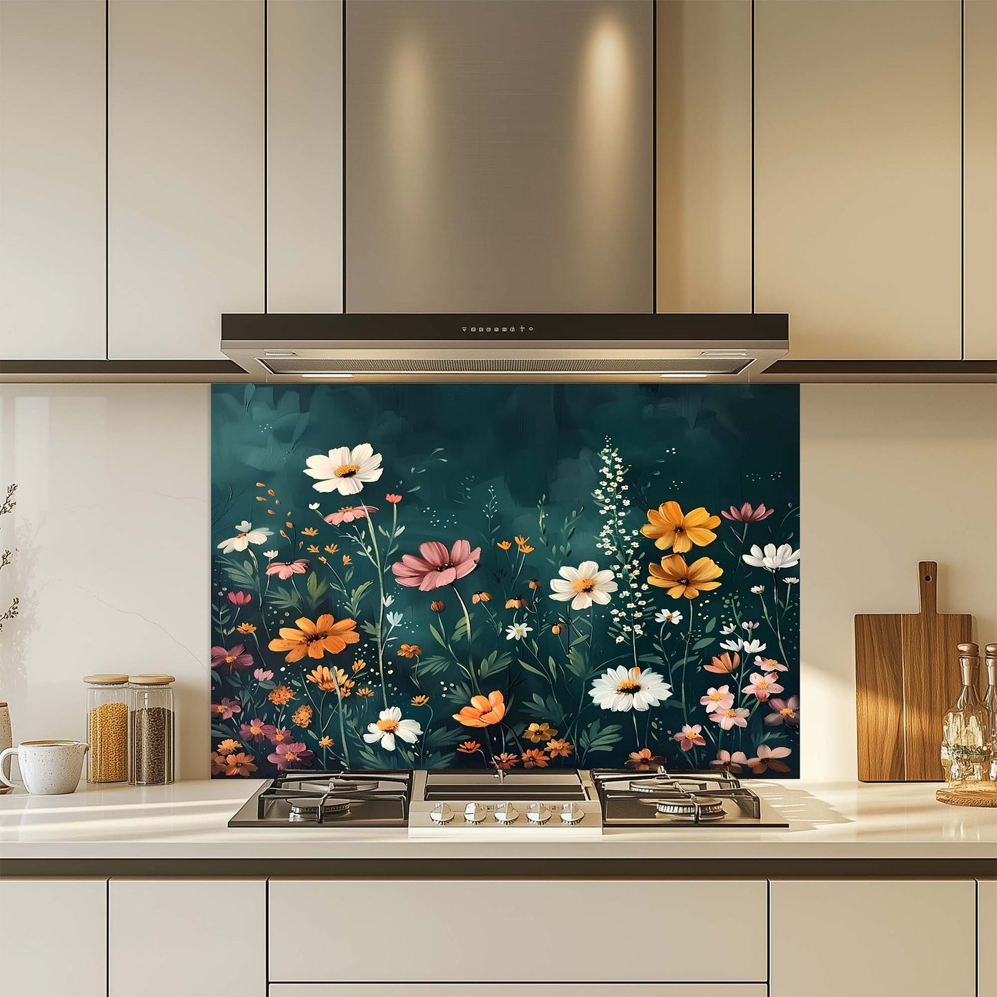 Wild Bloom – Tempered Glass Backsplash for Kitchen Stove | Wildflower Field Splashback