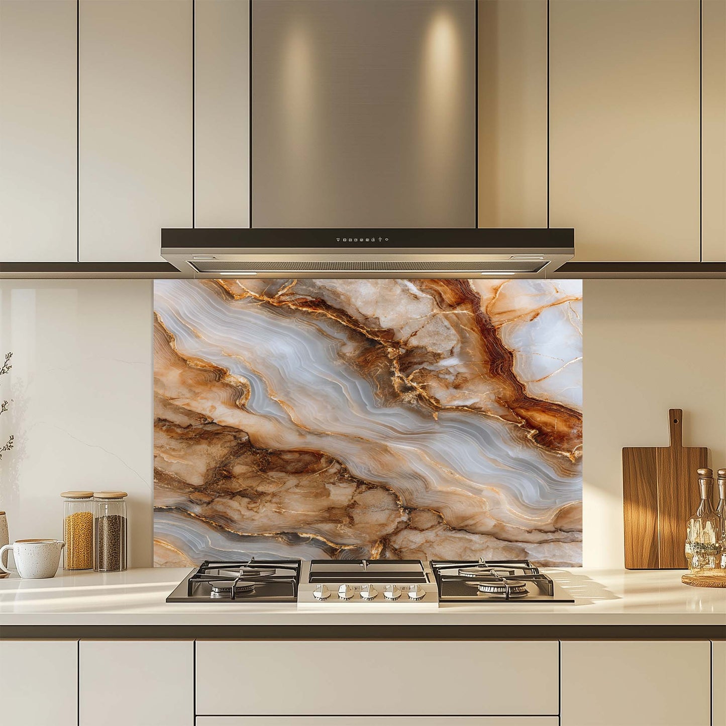 Onyx Gold – Tempered Glass Backsplash for Kitchen | Marble & Agate Look Backsplash