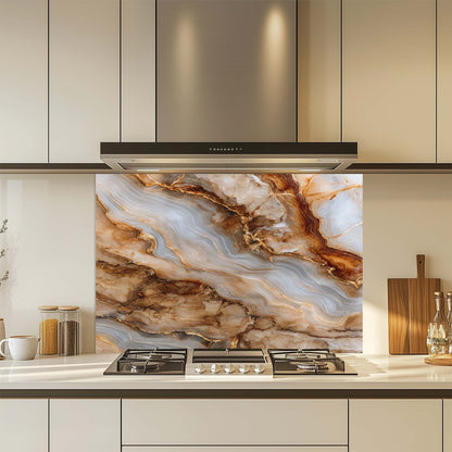 Onyx Gold – Tempered Glass Backsplash for Kitchen | Marble & Agate Look Backsplash