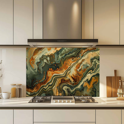 Tempered Glass Backsplash – Forest Ember