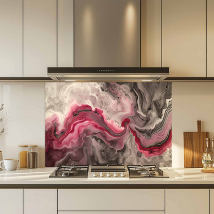 Tempered Glass Backsplash – Raspberry Smoke Flow