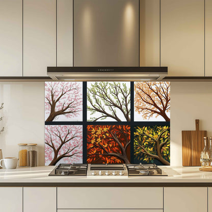 Tempered Glass Backsplash for Kitchen | Tree of Life Seasonal Art