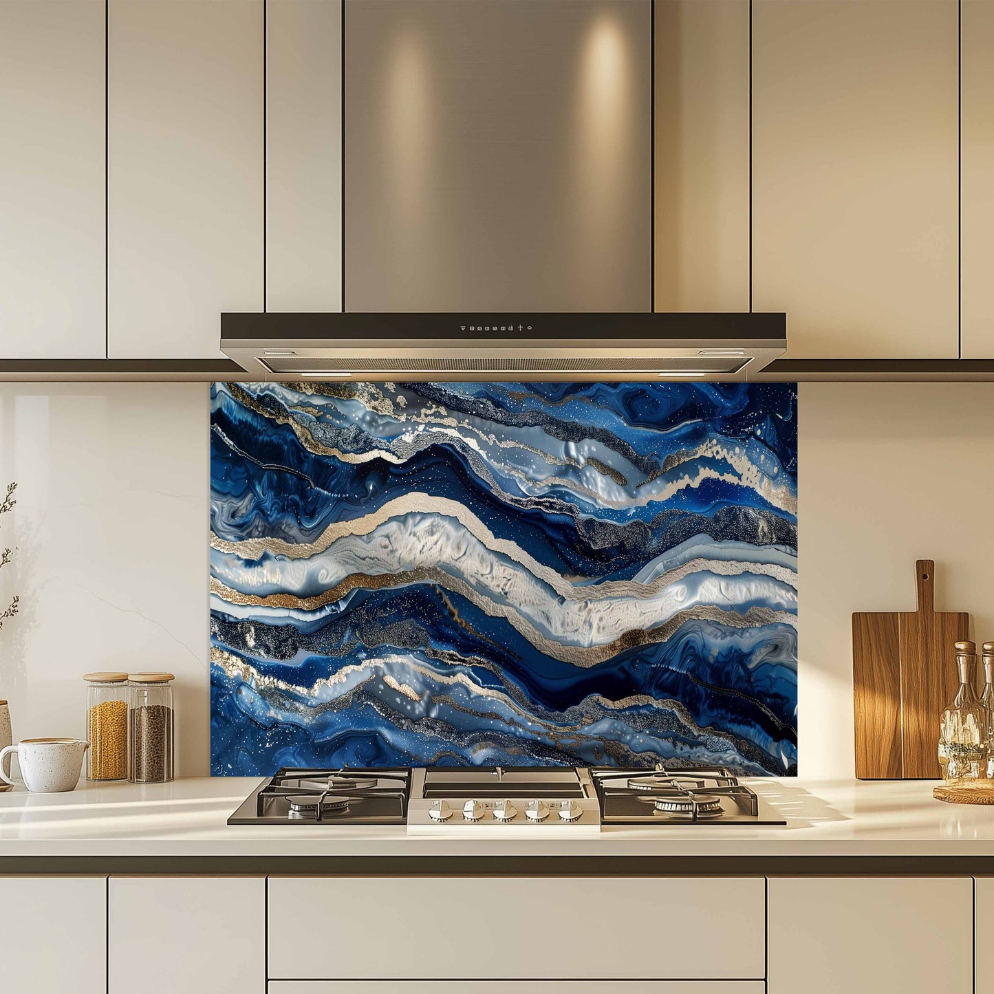 Tempered Glass Backsplash – Midnight Drift