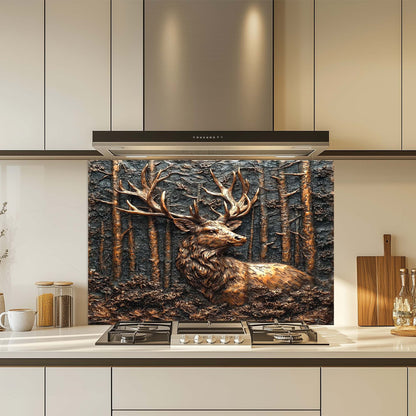 Forest Stag – Tempered Glass Backsplash for Kitchen Stove | Copper Look Backsplash