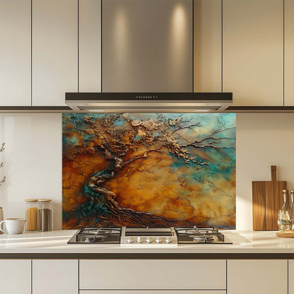 Bronze Spirit – Tempered Glass Backsplash for Kitchen Stove | Tree of Life Backsplash