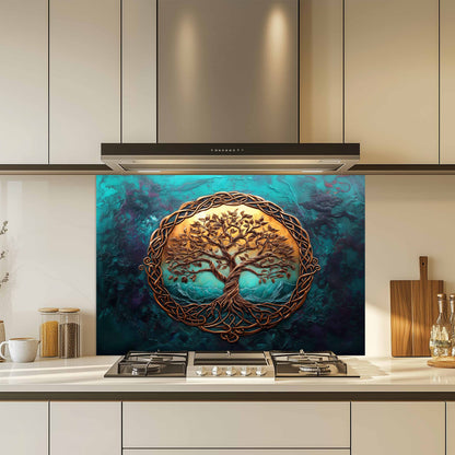 Custom Kitchen Backsplash – Emerald Life Tempered Glass Stove Backsplash