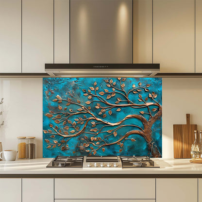 Bronze Harmony – Tempered Glass Backsplash for Kitchen – Copper Look Glass Backsplash