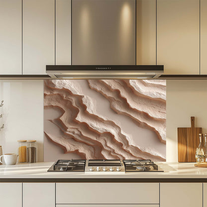 Eroded Dunes –  Tempered Glass Backsplash for Kitchen | Abstract Sand Backsplash