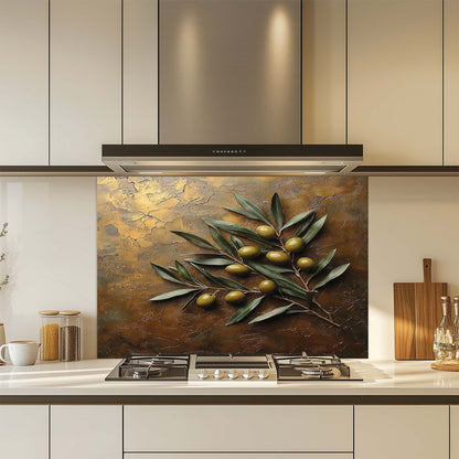 Olive Grove – Tempered Glass Backsplash for Kitchen Stove | Olive Branch Backsplash