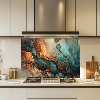 Copper Current – Tempered Glass Backsplash for Kitchen | Copper Look Backsplash