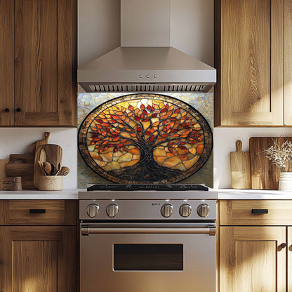 Fiery Branches Tempered Glass Backsplash – Back Splashes for Kitchen