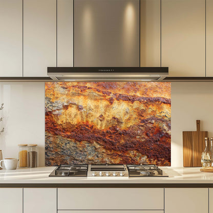 Rust Flow – Tempered Glass Backsplash | Industrial Abstract Copper Look Kitchen Backsplash