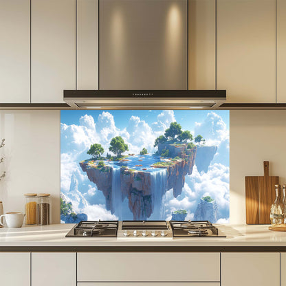 Skyfall Oasis – Tempered Glass Backsplash for Kitchen | Fantasy Landscape Backsplash