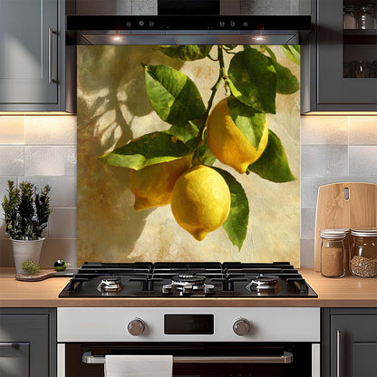 Amalfi Lemons – Tempered Glass Backsplash for Kitchen – Mediterranean Citrus Splashback