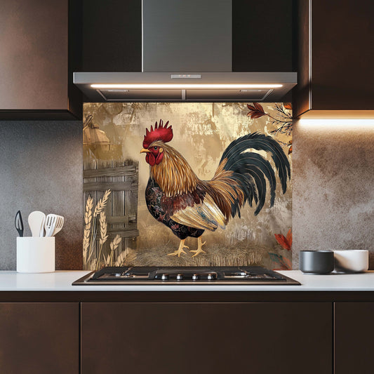 Rooster Morning Kitchen Backsplash – Copper Look Farmhouse Chicken Backsplash