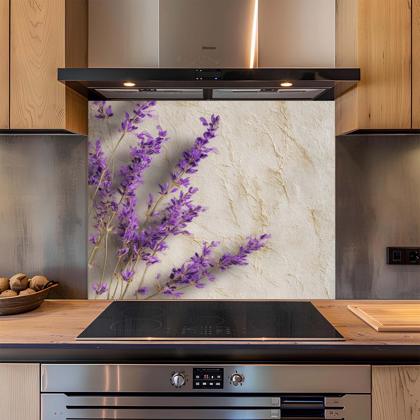 Provence Lavender – Tempered Glass Backsplash for Kitchen – Rustic Kitchen Splashback