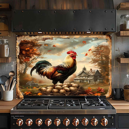 Morning Glory – Tempered Glass Backsplash for Kitchen Stove | Rustic Rooster Backsplash