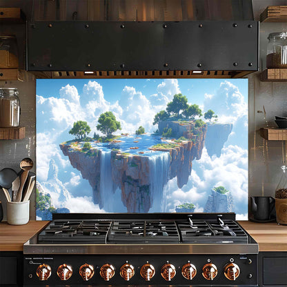 Skyfall Oasis – Tempered Glass Backsplash for Kitchen | Fantasy Landscape Backsplash