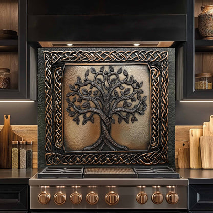 Custom Kitchen Backsplash – Celtic Roots Tempered Glass Stove Backsplash
