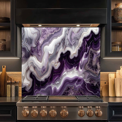 Tempered Glass Backsplash – Violet Quartz Dream