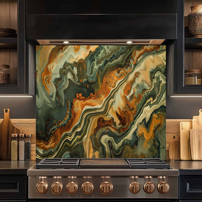 Tempered Glass Backsplash – Forest Ember