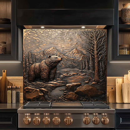 Silent Valley Tempered Glass Backsplash – Bear River Scene Kitchen Splashback