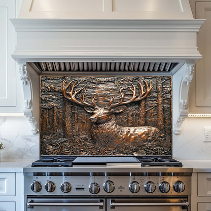Copper Look Deer Tempered Glass Backsplash – Rustic Nature Kitchen Backsplash