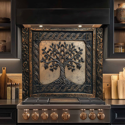 Custom Kitchen Backsplash – Bronze Heritage Tempered Glass Stove Backsplash
