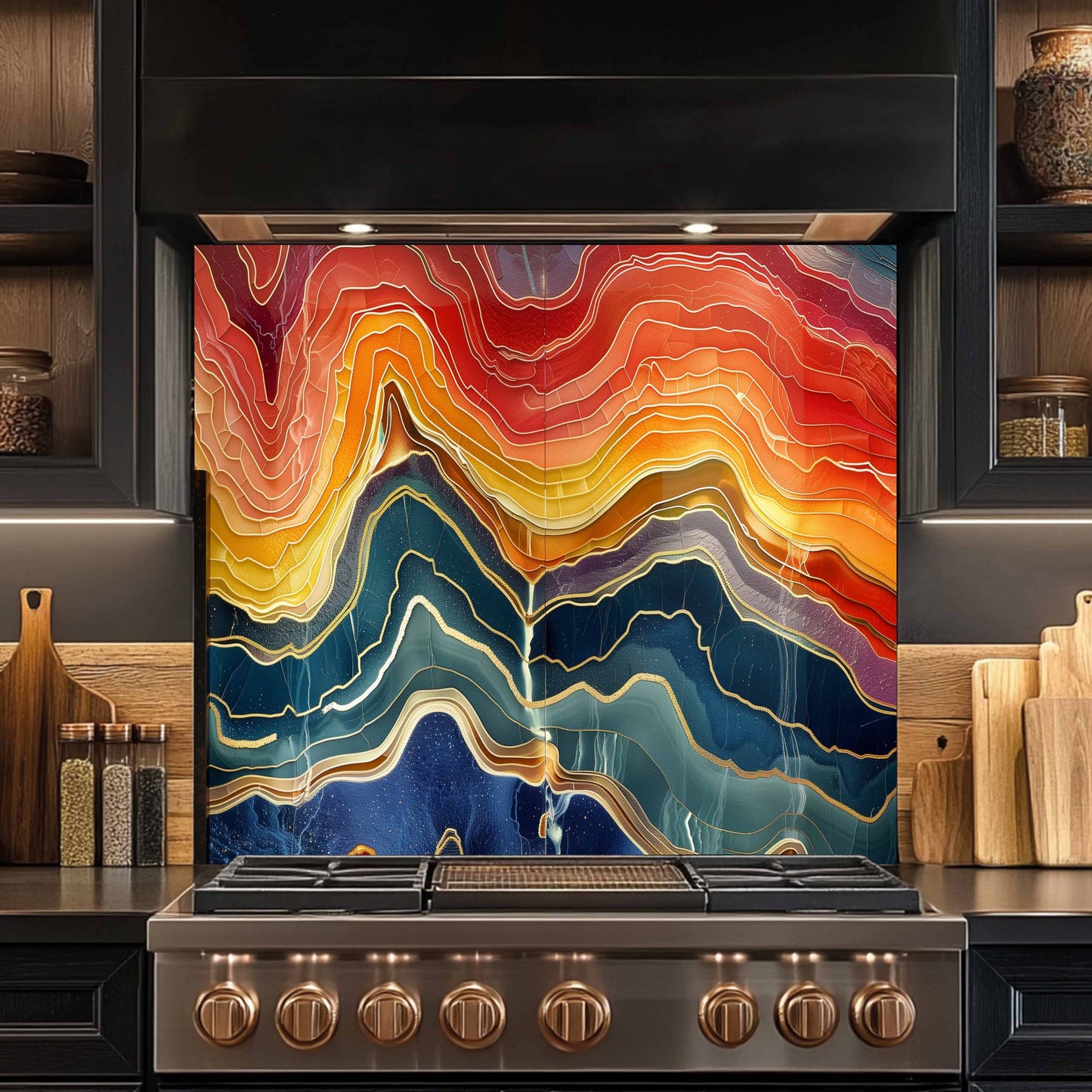 Tempered Glass Backsplash for Kitchen – Lava Horizon