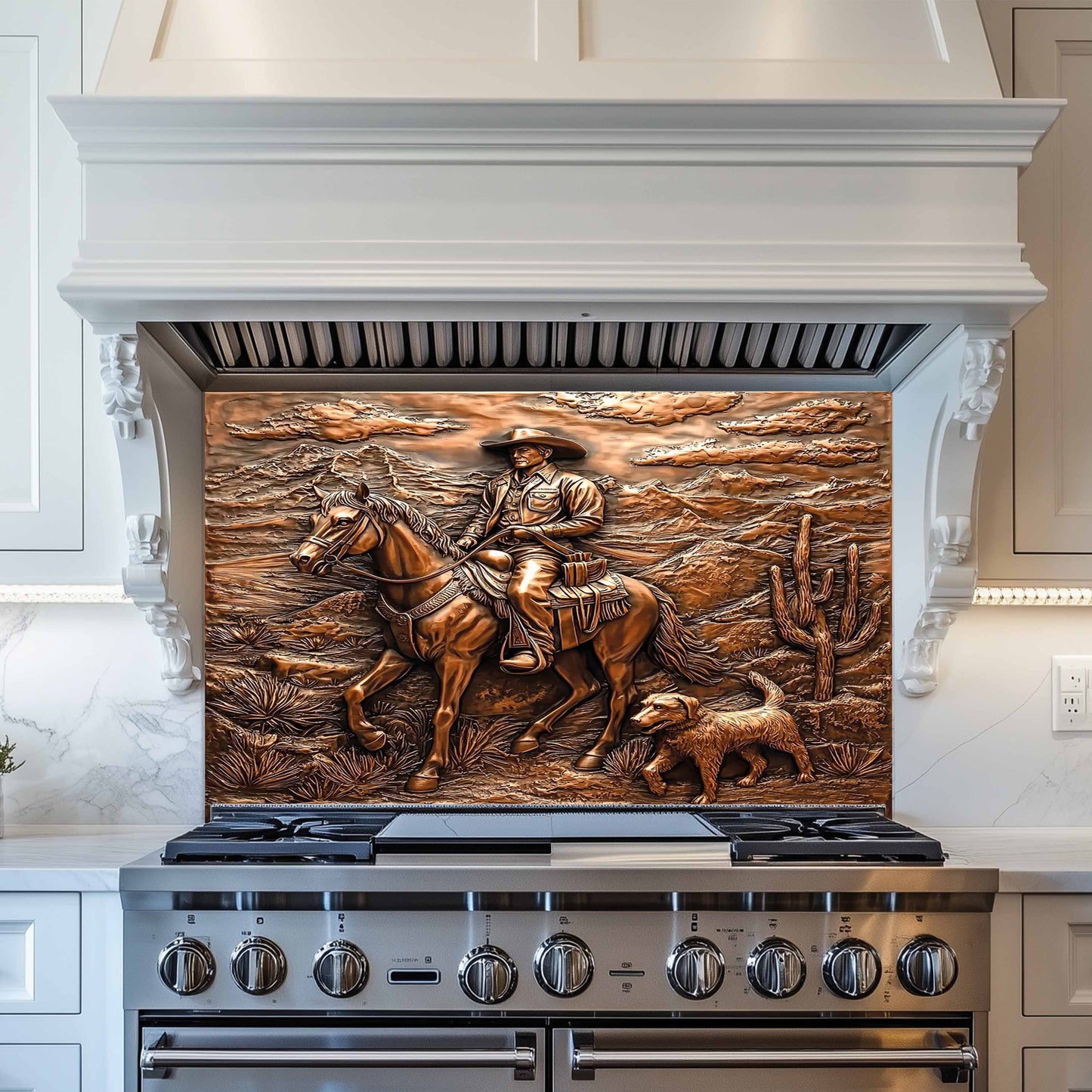 Copper Look Western Tempered Glass Backsplash – Kitchen Back splash Behind Stove