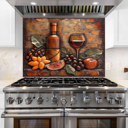 Vintage Harvest Tempered Glass Backsplash – Tuscan Style Kitchen Backsplash