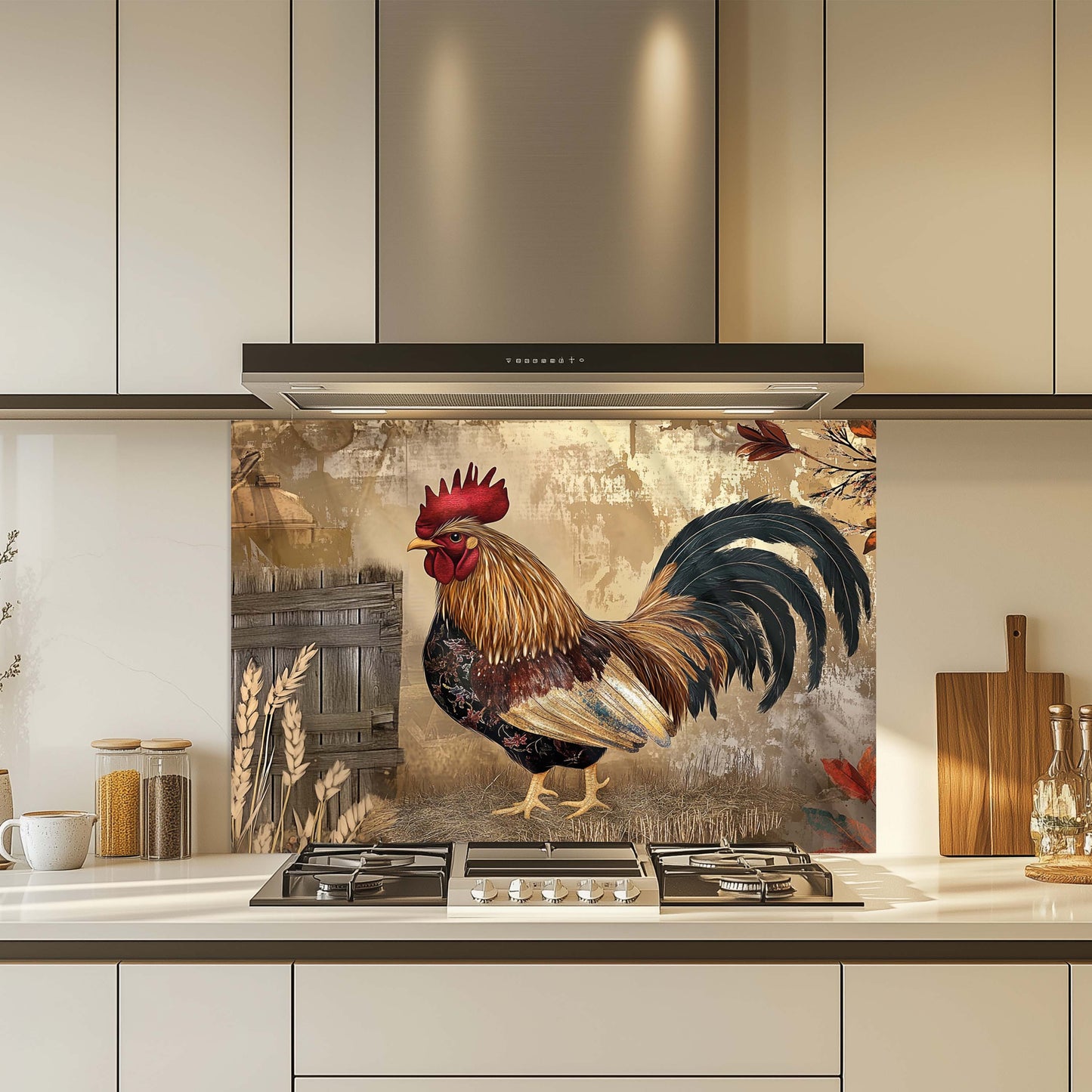 Rooster Morning Kitchen Backsplash – Copper Look Farmhouse Chicken Backsplash