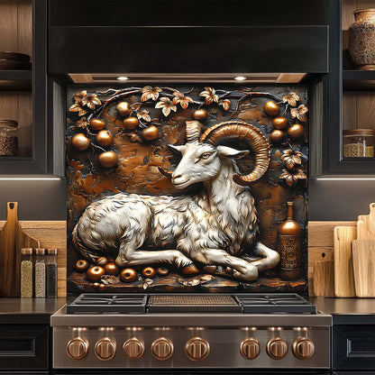 Golden Ram – Tempered Glass Backsplash for Kitchen Stove | Copper Look Ram Backsplash