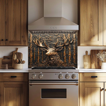 Copper Look Elk Tempered Glass Backsplash – Kitchen Backsplash for Farmhouse, Lodge and Cabin