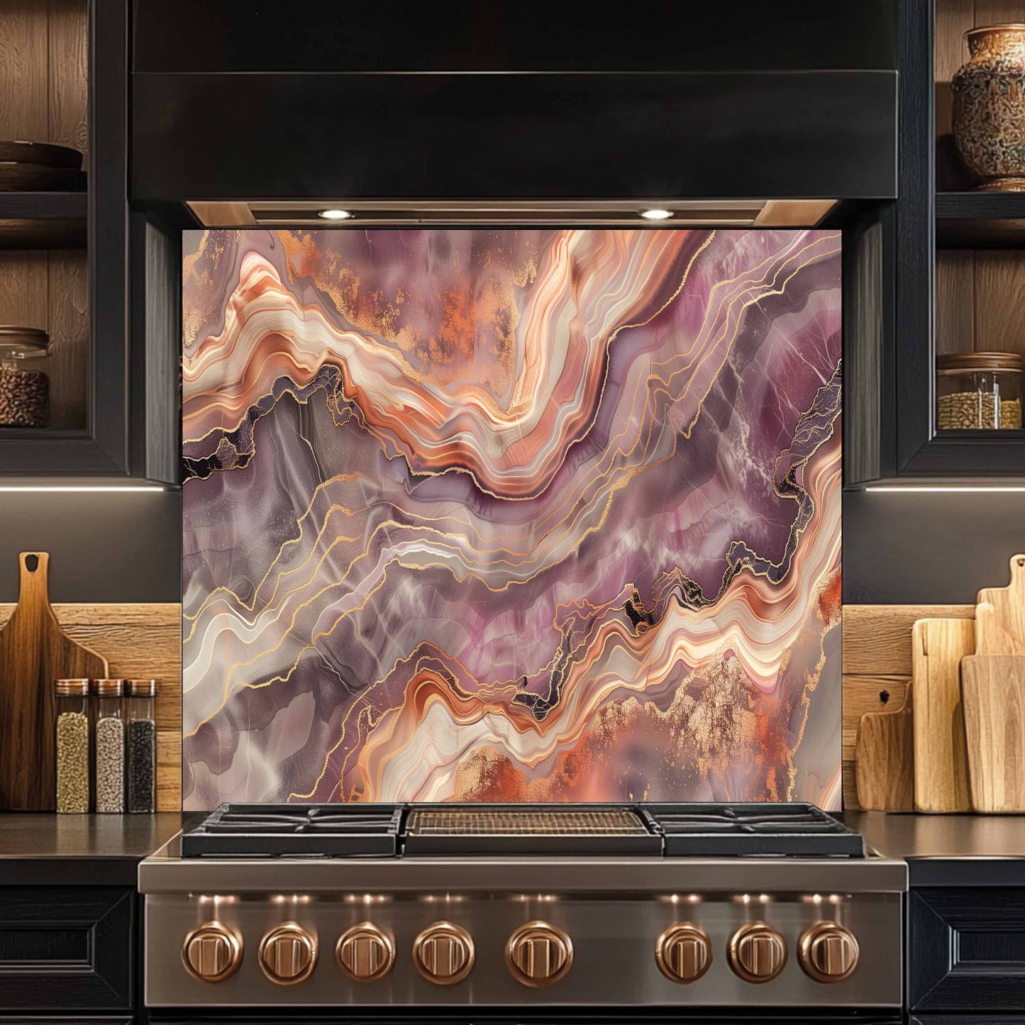 Tempered Glass Backsplash – Desert Bloom