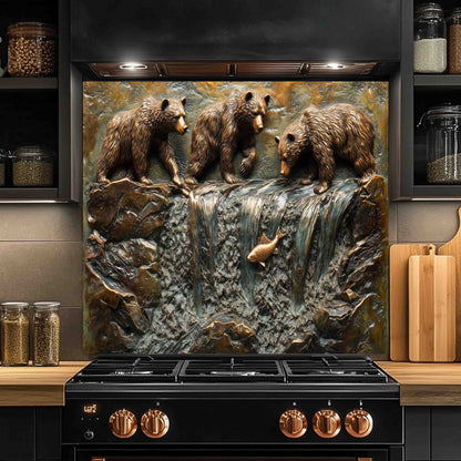 Bear Creek Copper Look – Tempered Glass Backsplash for Kitchen Stove