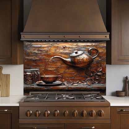 Copper Look Brew Tempered Glass Backsplash – Rustic Kitchen Backsplash Behind Stove
