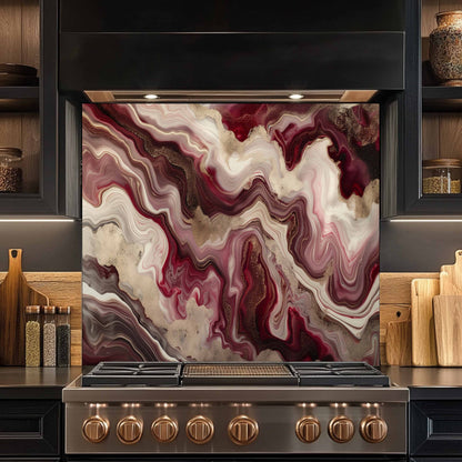 Tempered Glass Backsplash – Mocha Rose Elegance