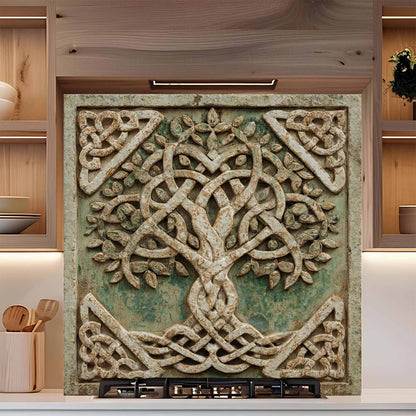 Stoneleaf Knot Tempered Glass Backsplash – Tree of Life Kitchen Backsplash