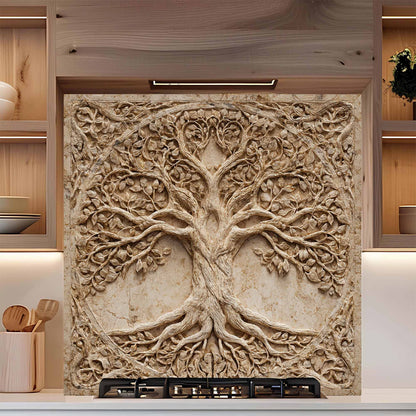 Root Harmony Tempered Glass Backsplash – Tree of Life Kitchen Backsplash